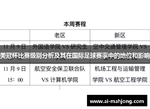 美冠杯比赛级别分析及其在国际足球赛事中的地位和影响